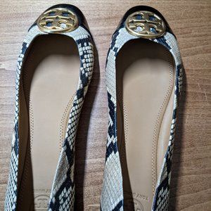 Tory Burch Snake Skin Ballerina Flats, Size 10